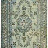 Handwoven Overdyed Oriental 1970s 190 cm x 314 cm Blue Carpet