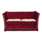 1970s, Danish "Spanish" sofa, furniture velour, ash wood legs.