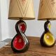 Pair of ceramic lamps freeform vintage 50s