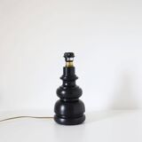 Vintage lamp with black solid wood base and multi-colored lampshade
