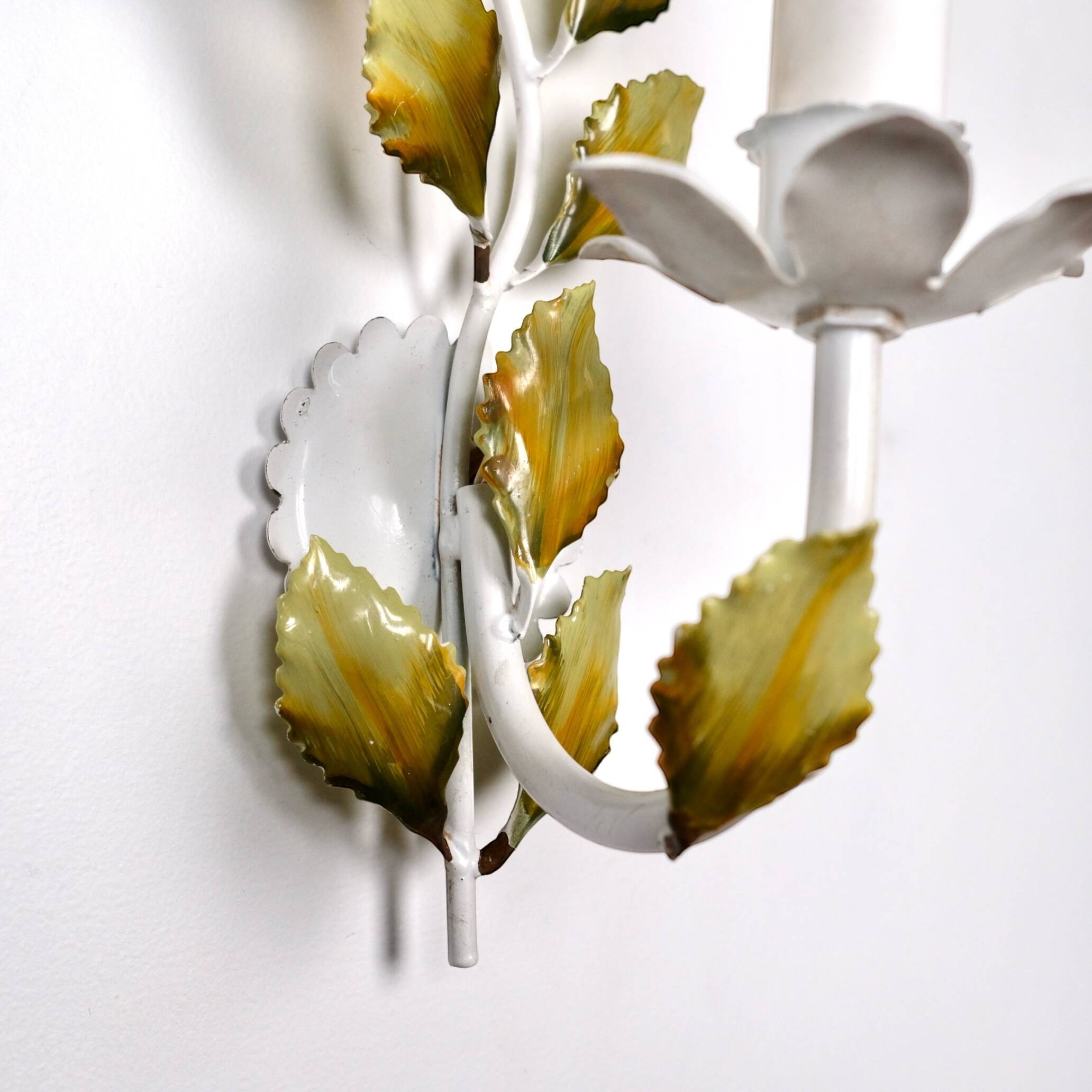Pair of metal flower sconces, Italy, 1980s