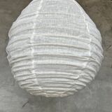 Small Japanese-style natural rattan and linen pendant light in the shape of a drop H40 D35