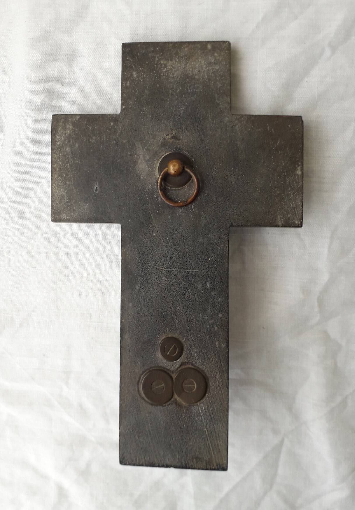 Cloisonné enamel cross holy water font