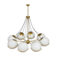 Italian brass chandelier with 8 opaline glass globes