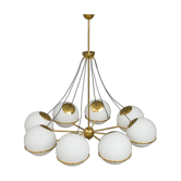 Italian brass chandelier with 8 opaline glass globes