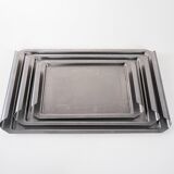 Set of stainless steel trays, Italian design, 1970s, made in Italy