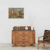 Art Deco wooden and marble sideboard from the 1950s