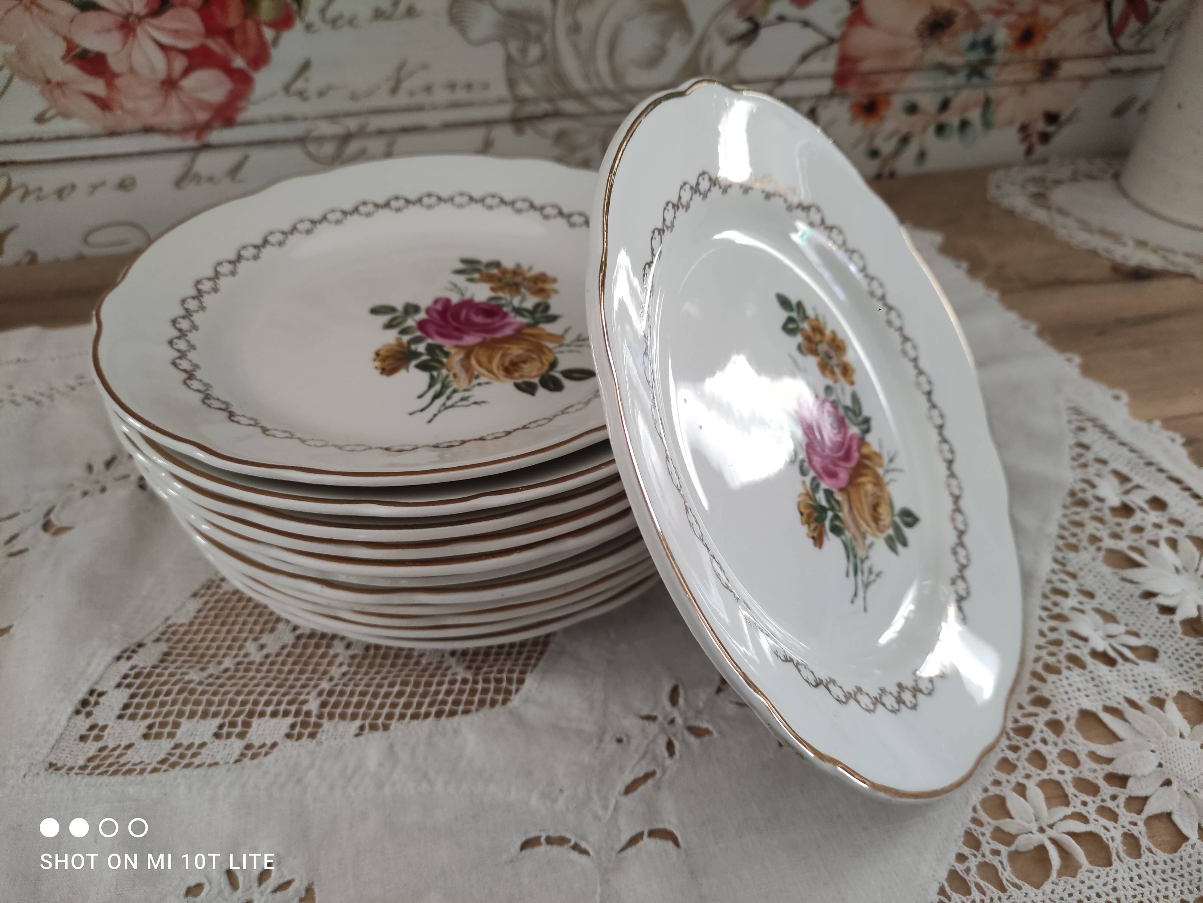 Set of 12 dessert plates Sarreguemines model Gérardmer
