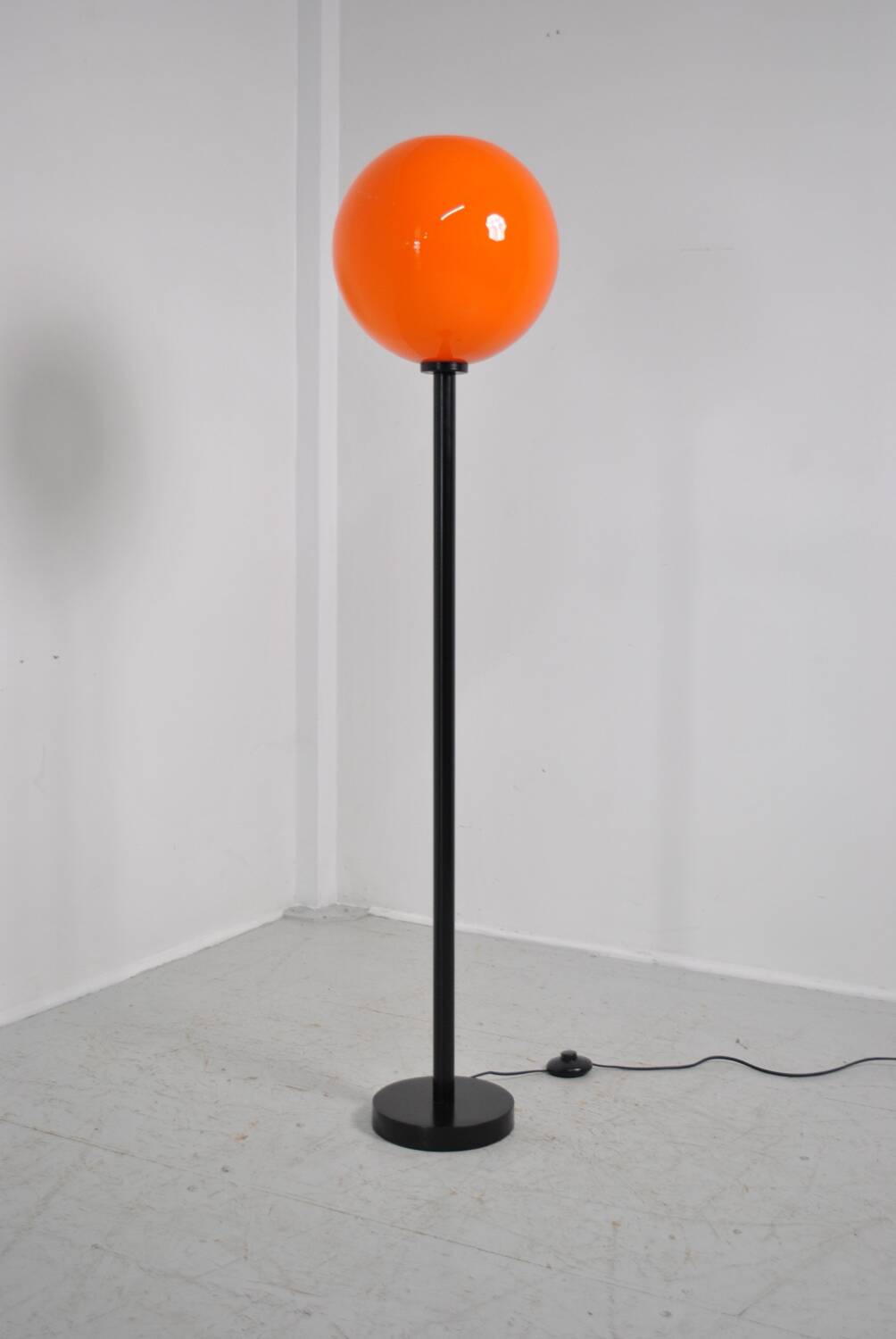 Orange globe floor lamp 1970