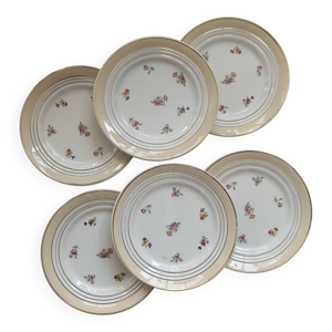 6 assiettes à dessert - fleuri