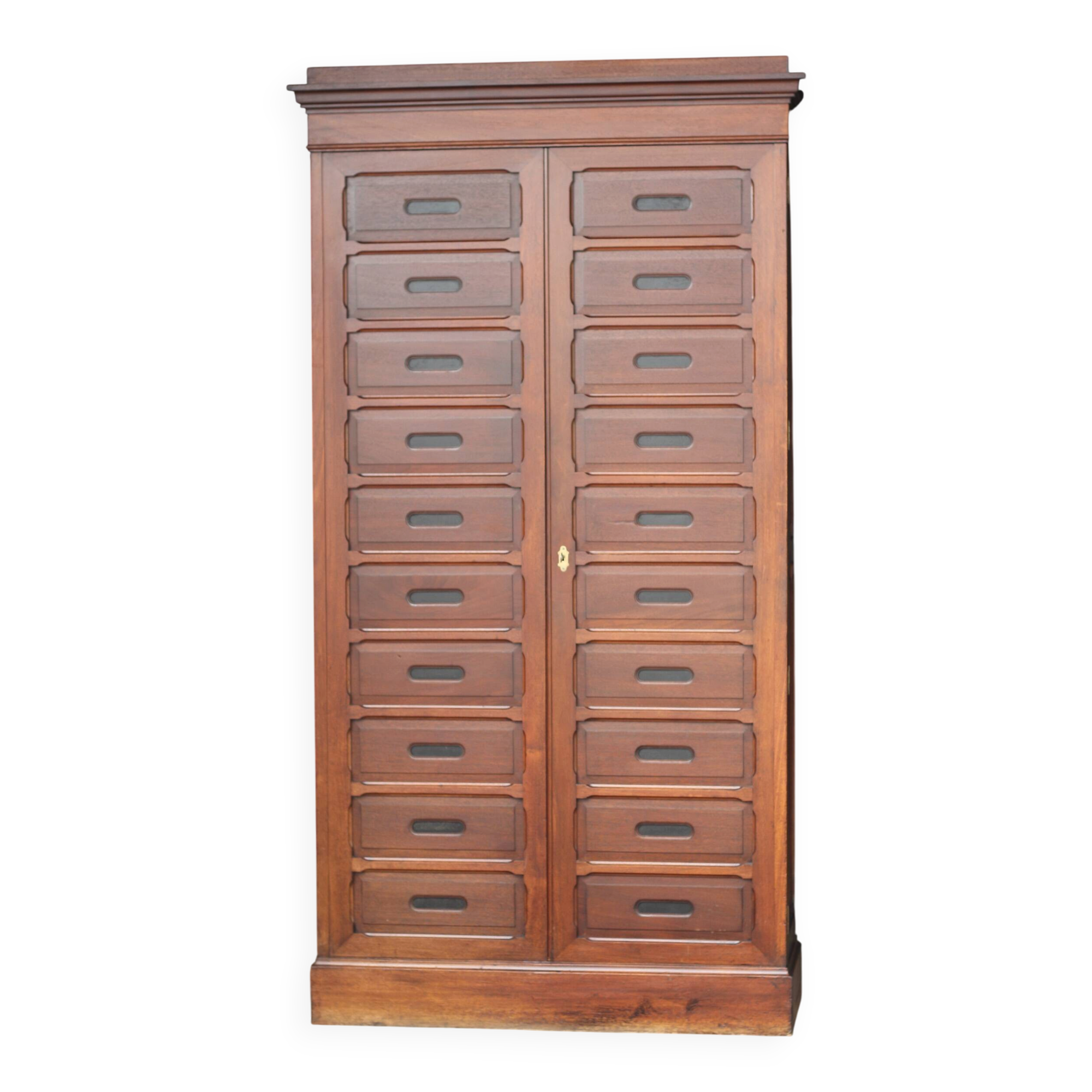 Sumptuous notary's card cabinet in mahogany (circa 1900)