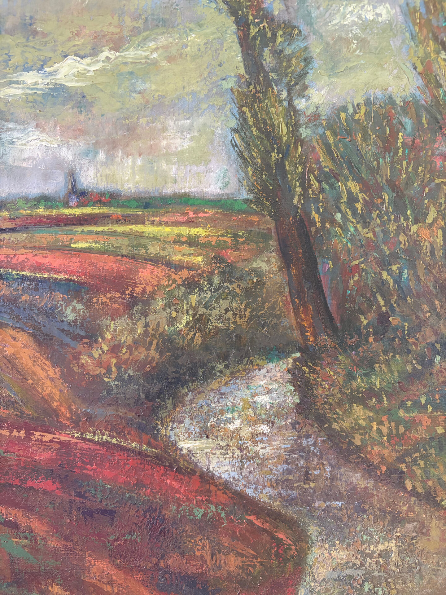 Sous un ciel d’orage, huile sur toile signée