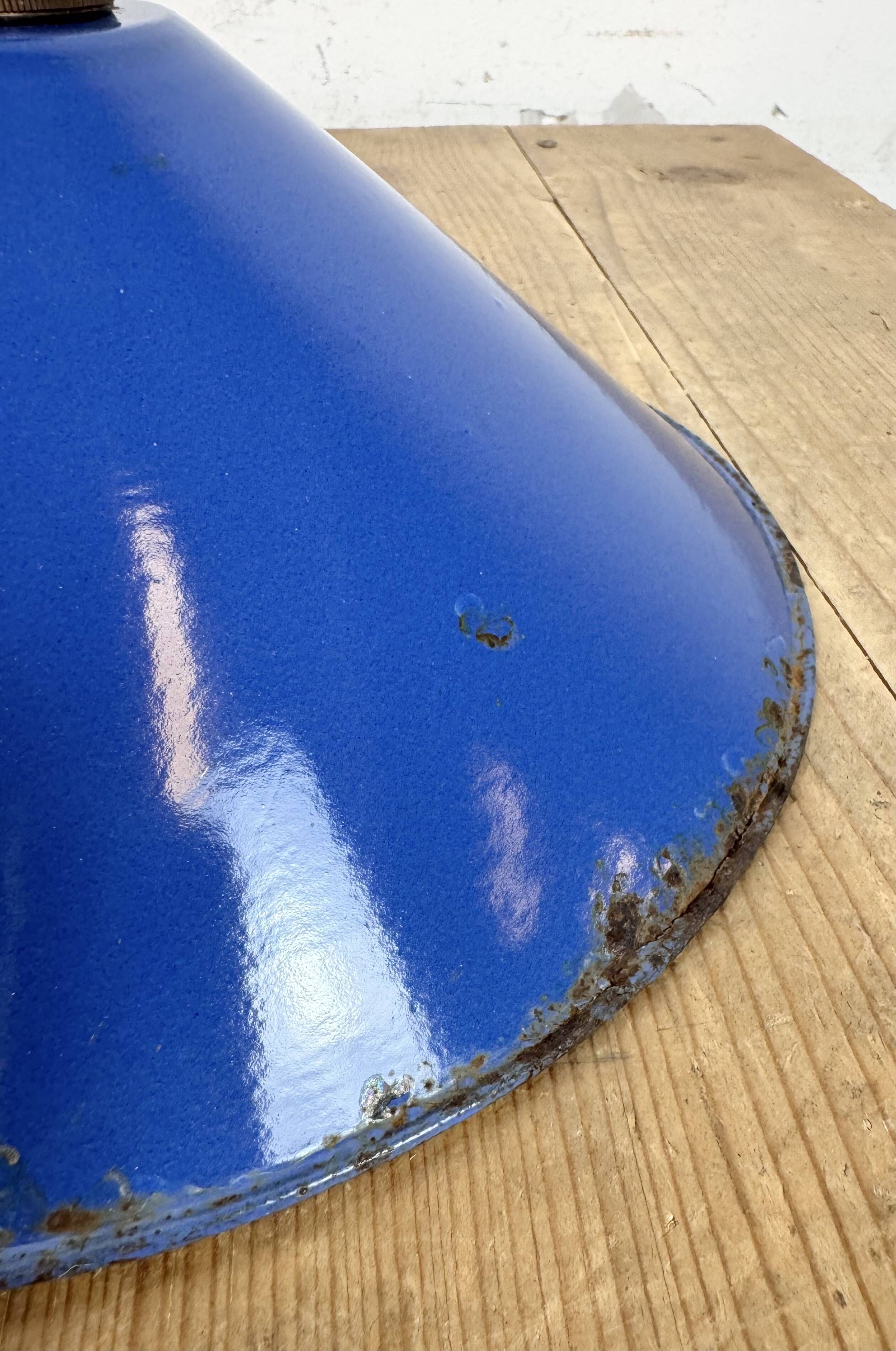 Industrial Blue Enamel Factory Pendant Lamp, 1950s