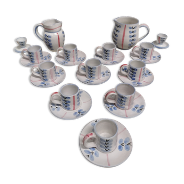 Vintage coffee service, ceramics signed Yvon Roy