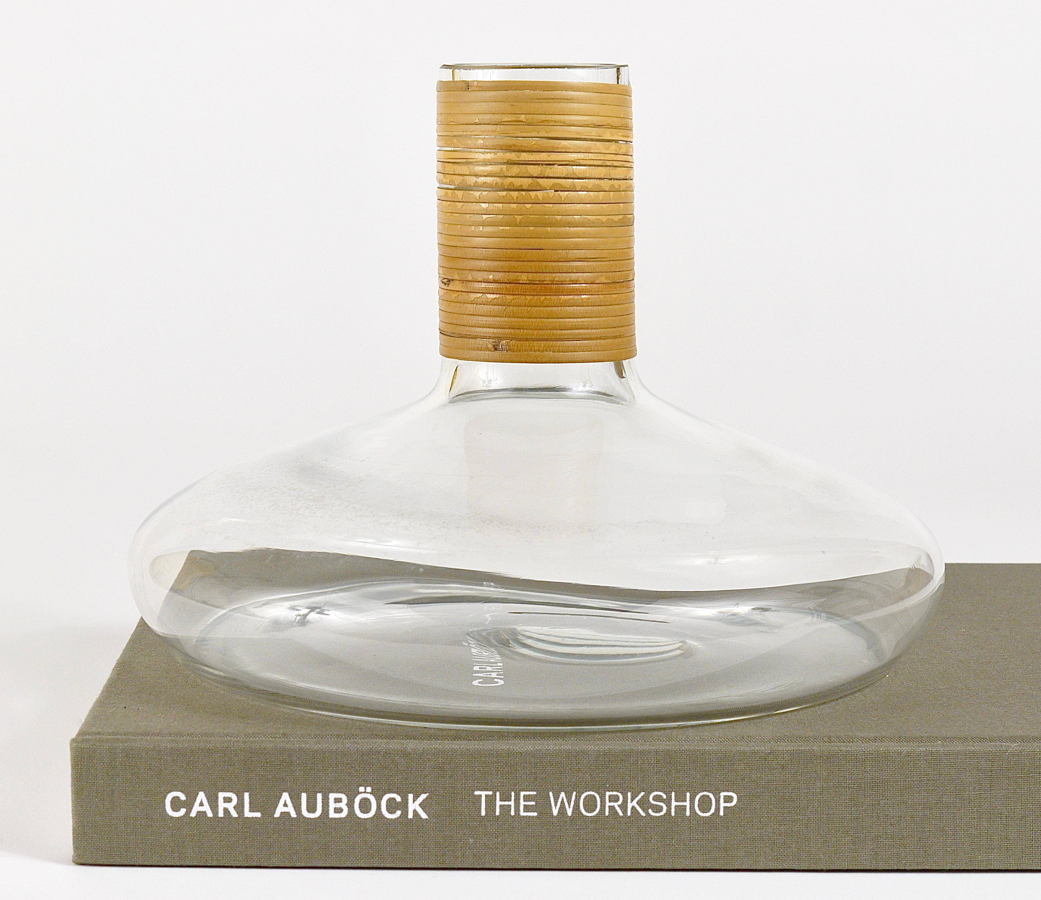 Vase or decanter by Carl Aubock with wicker top, mid-century, Austria, 1950s.