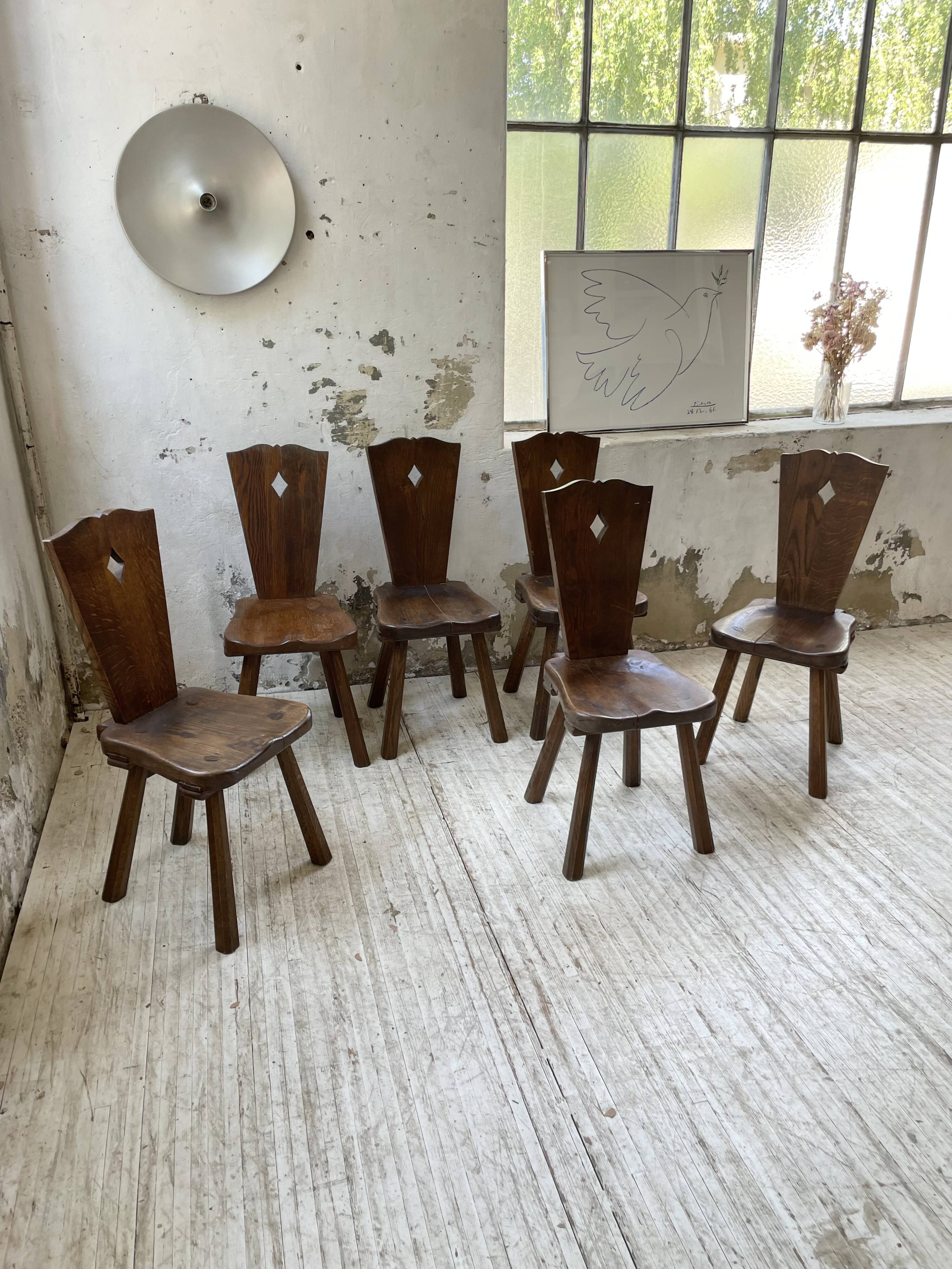 Chaises chêne massif chapo savoyarde art populaire
