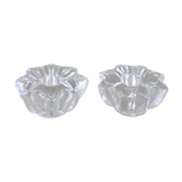 Paire bougeoirs en verre étoile fleur vintage