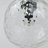 Grande lampe suspension globe en verre à bulles Limburg & chrome, Allemagne, années 1970