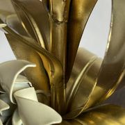 Brass lamp, metal and mother-of-pearl