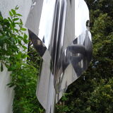Hanging space age stainless steel