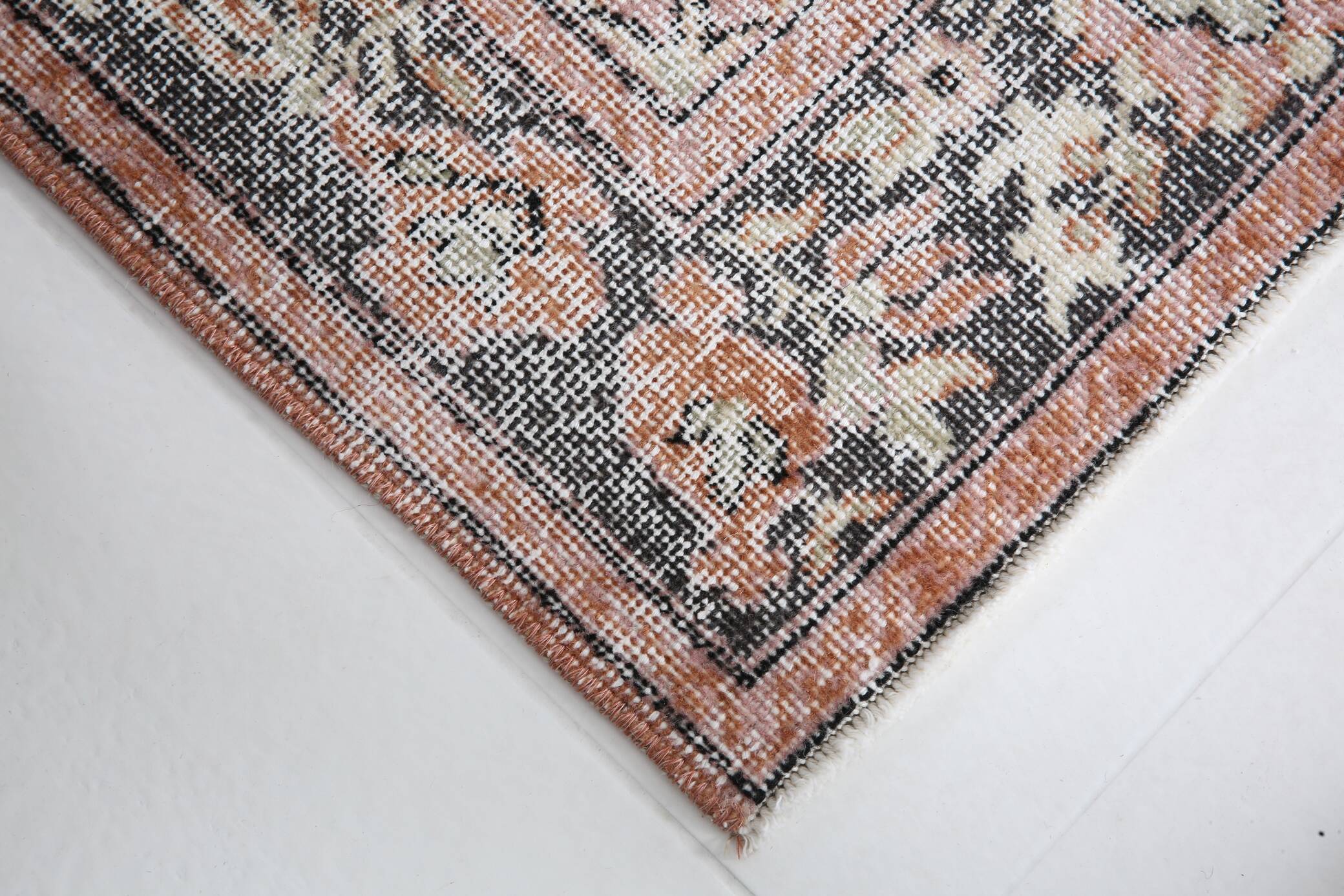 4x7 Antique Brunt Orange Brown Turkish Vintage Rug, 113x202Cm