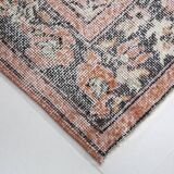 4x7 Antique Brunt Orange Brown Turkish Vintage Rug, 113x202Cm