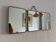 Vintage 1960 triptych barber mirror ivory quilted - 21 x 50 cm