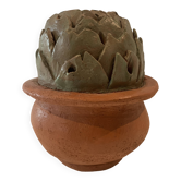 20th century enamelled stoneware soliflore vase