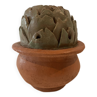 20th century enamelled stoneware soliflore vase