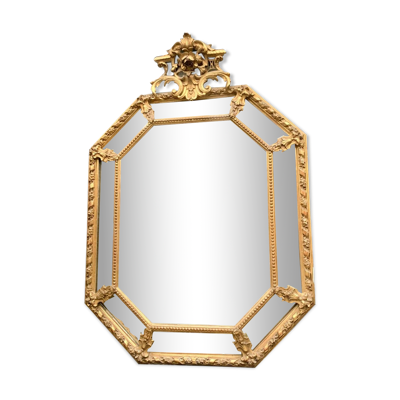 Miroir a pare closes en bois et stuc doré Napoléon III XIX siècle