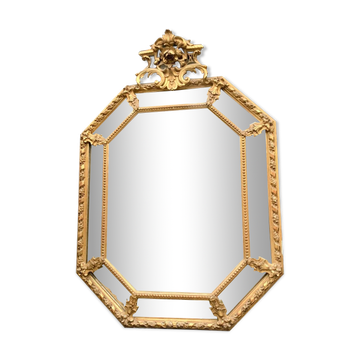 Miroir a pare closes en bois et stuc doré Napoléon III XIX siècle