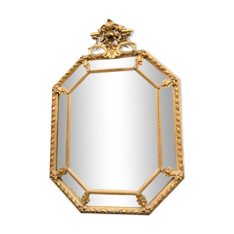 Miroir a pare closes en bois et stuc doré Napoléon III XIX siècle