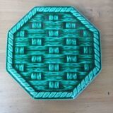 Pair of Digoin Sarreguemines barbotine bottle coasters