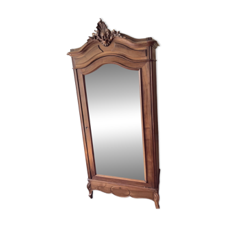 Antique Louis XV style mirror cabinet in solid walnut