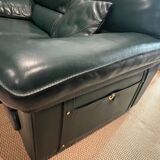 2 Texas green leather sofas