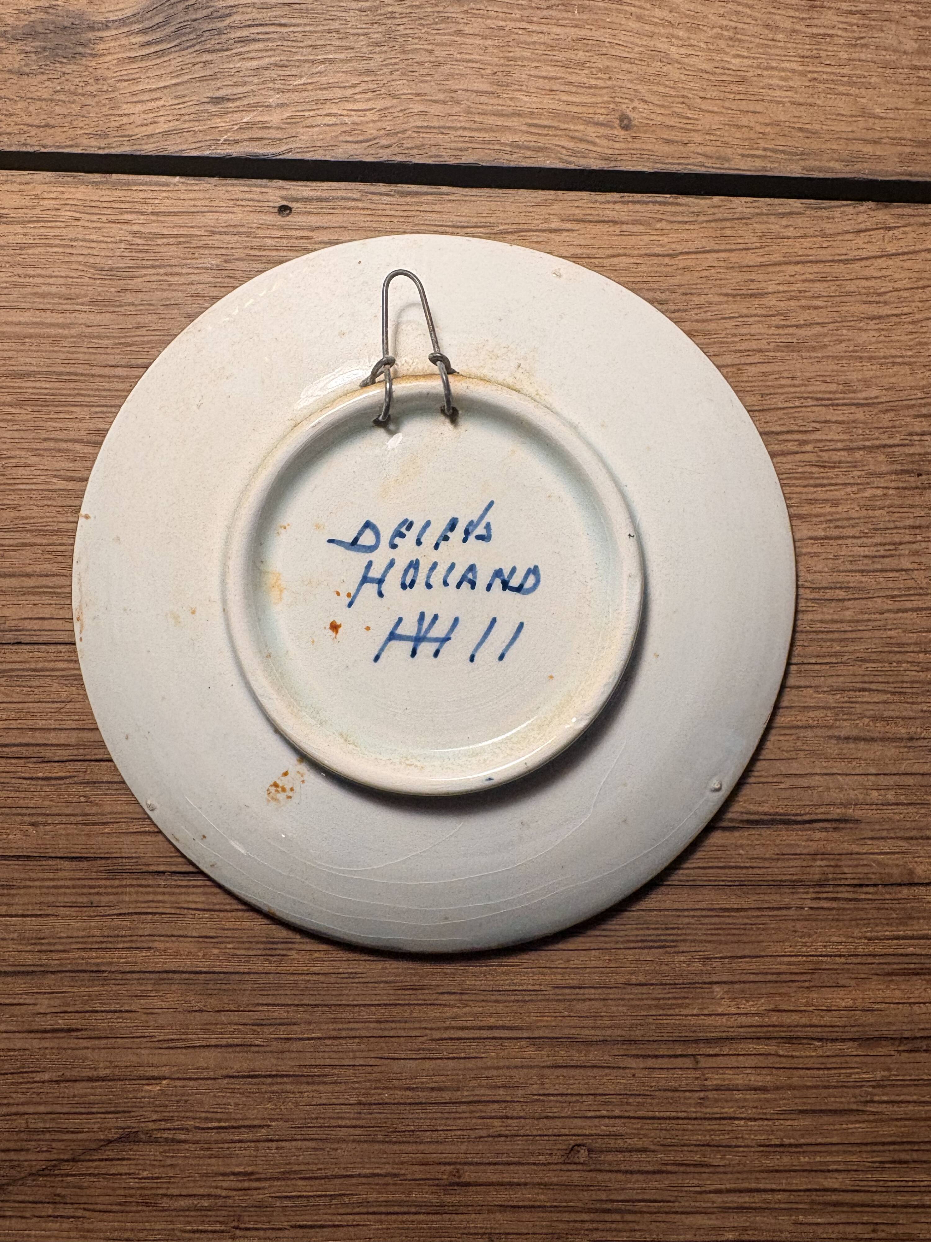 Small Delfts Holland HH II plate/dish – blue windmill design