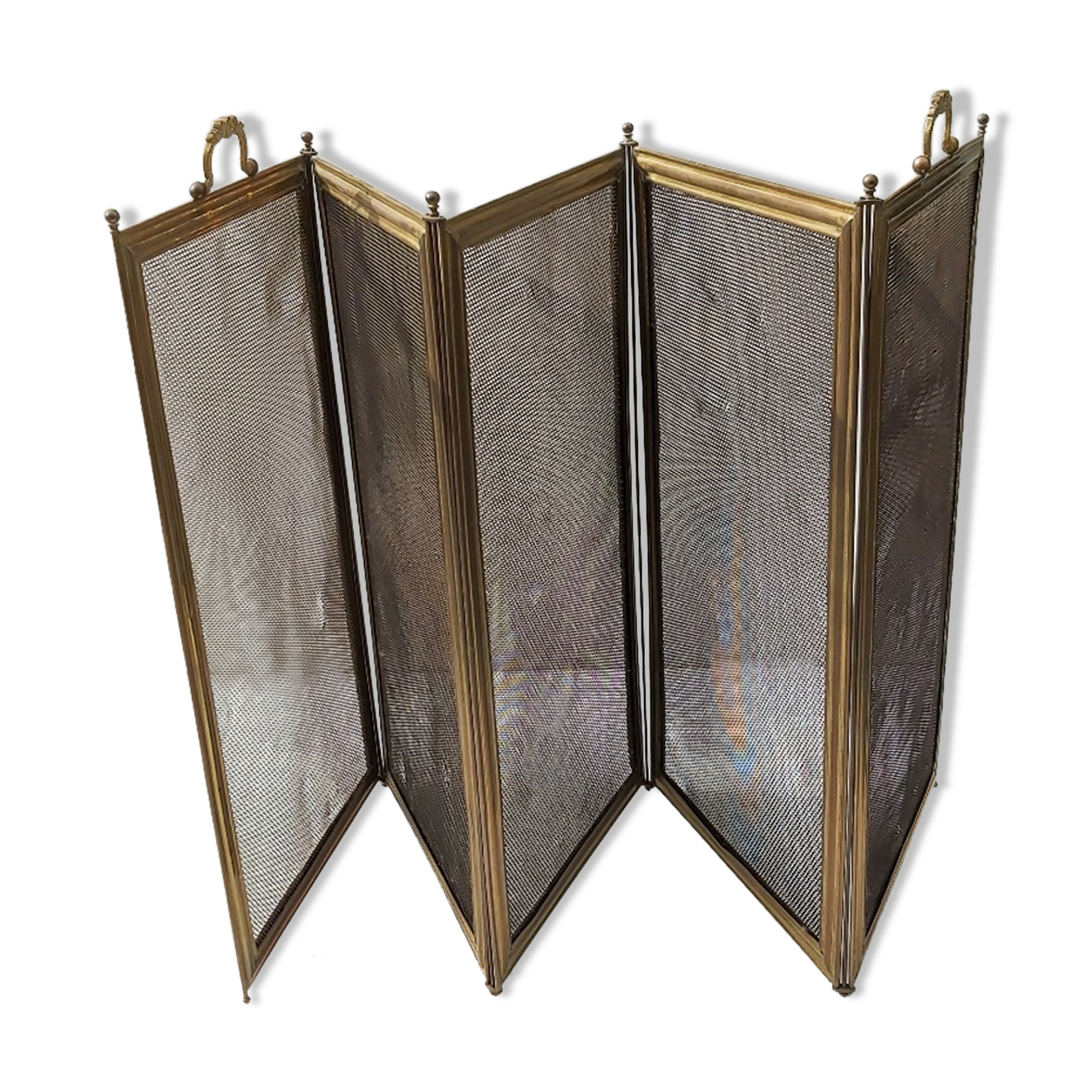 Ancient bronze and brass signed fire pare