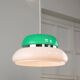 Italian Space Age Lamp in Green in White & Green Plexiglas and Chrome, 70s