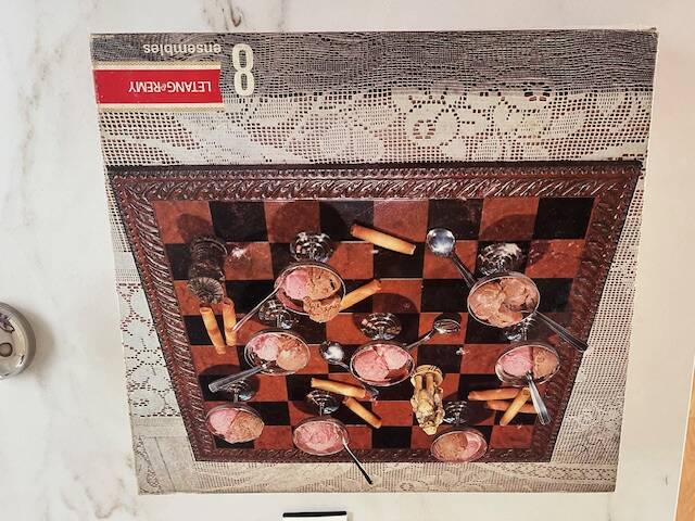 8 ice cream cups and spoons 80s design letang remy