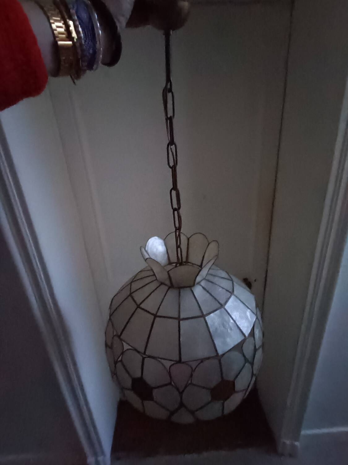 Mother-of-pearl and brass lampshade