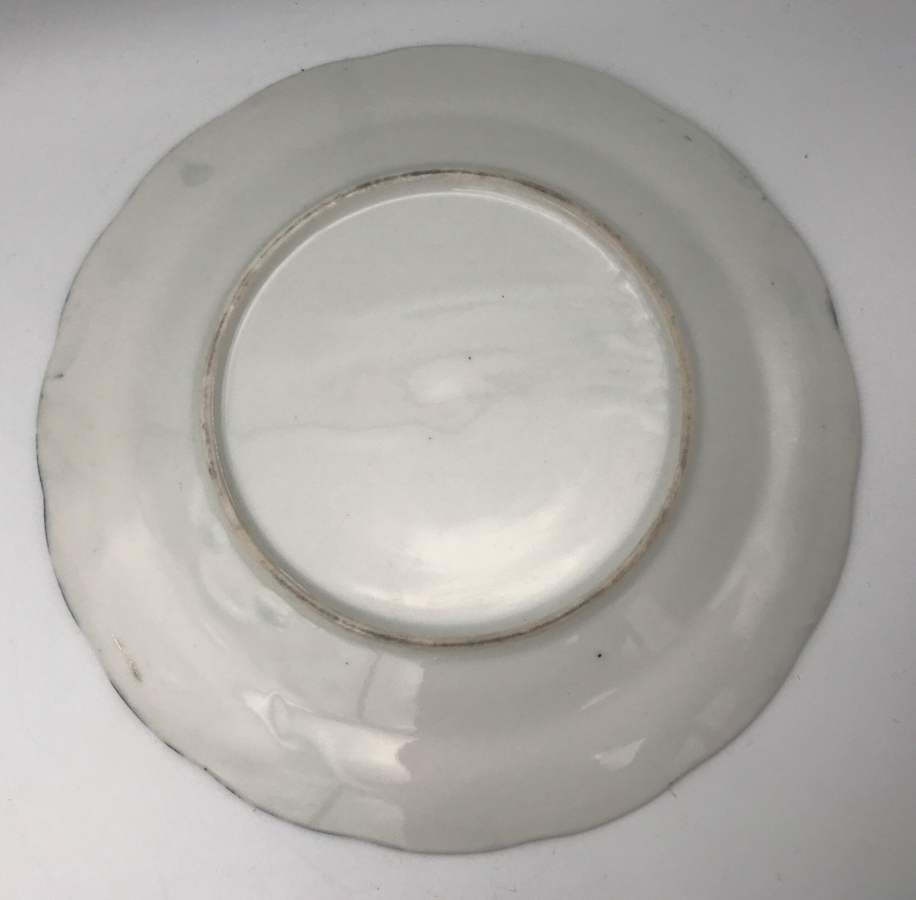 Old earthenware plate with decoration of landscape of asia 19.5 cm