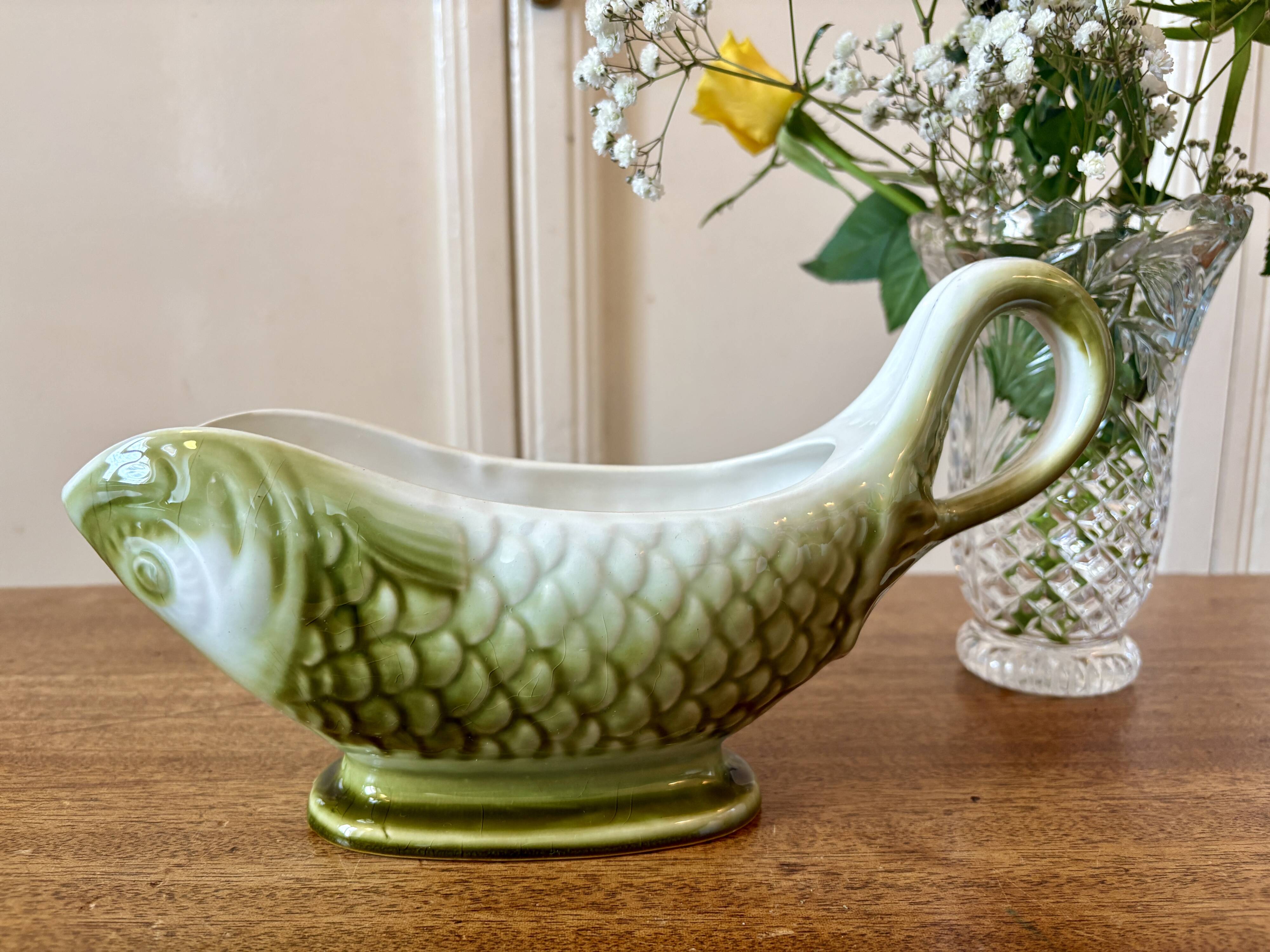 Vintage fish-shaped sauce boat Moulin des Loups