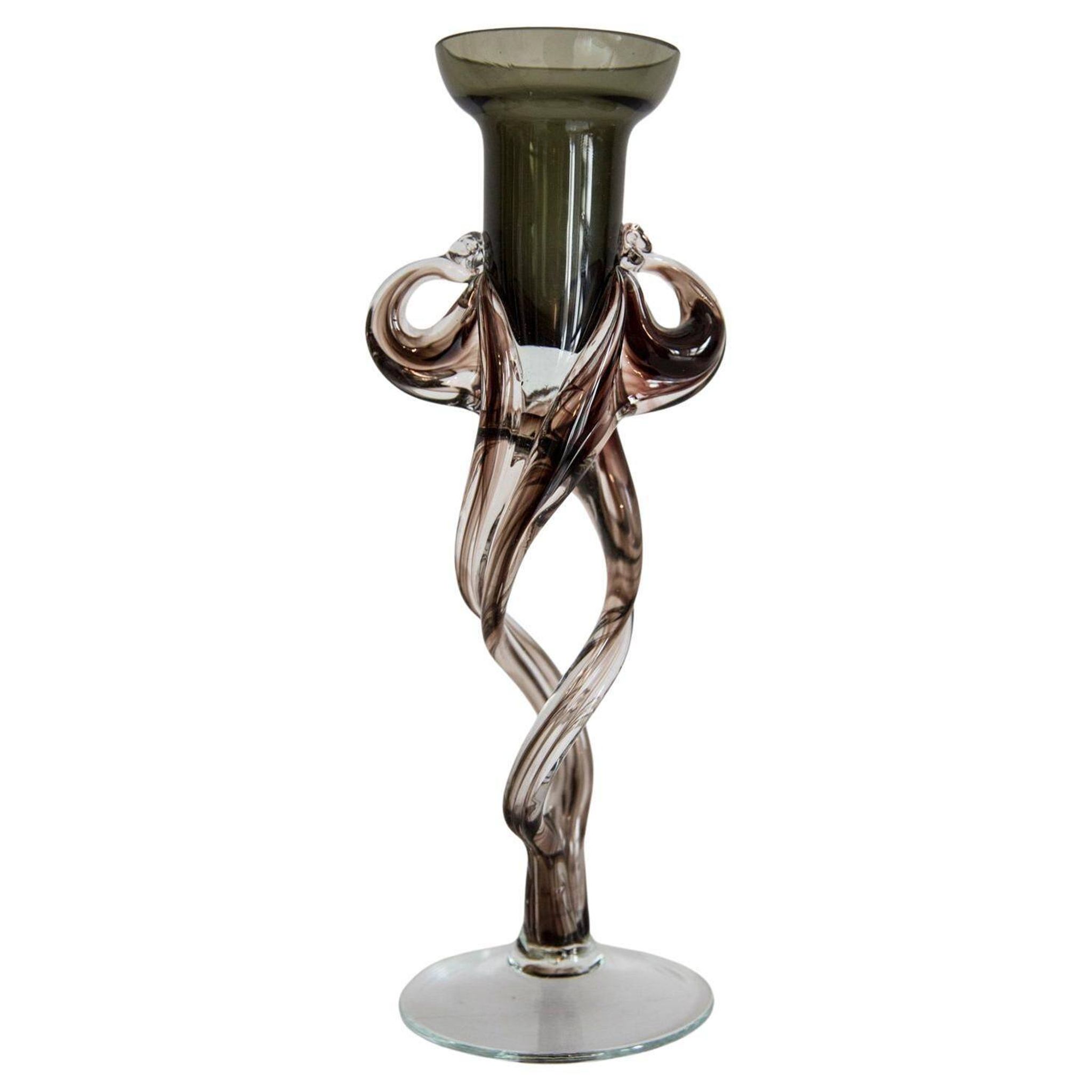 Vintage brown mid-century artistic vase, Murano glass, Europe, 1970s.