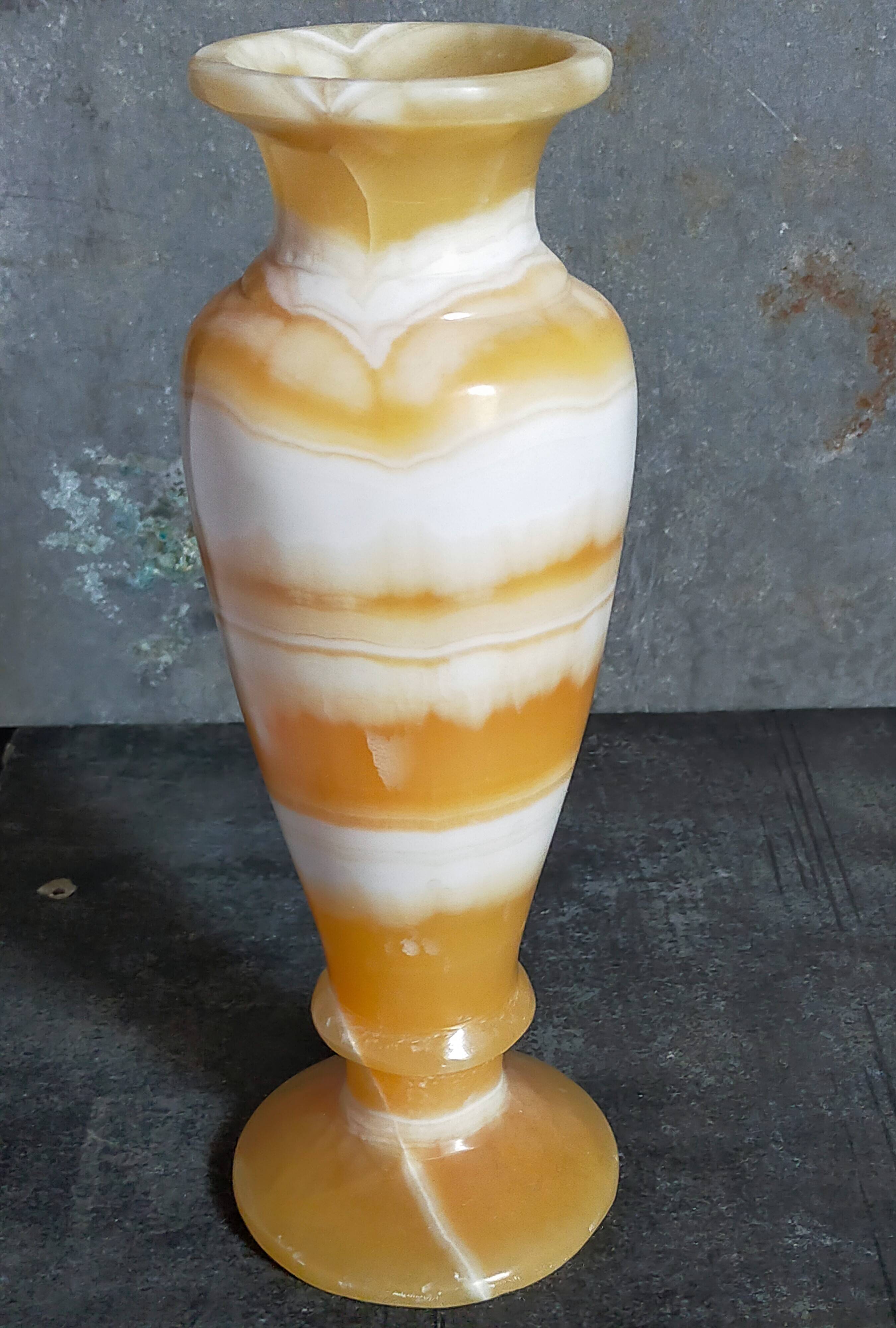 Baluster vase in real vintage honey onyx stone 25 cm