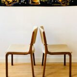 Set of 4 vintage chairs in teak and wool