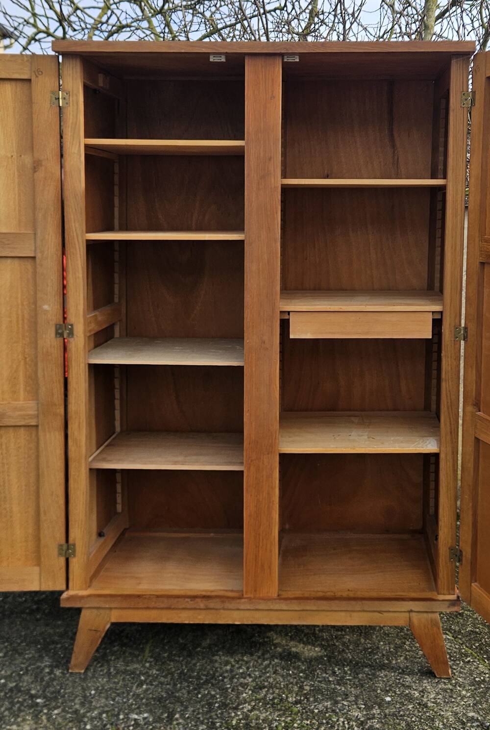 Wardrobe, shelves, oak, vintage, 1950s / 60s