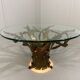 Illuminated brutalist coffee table dark brass 1960’s