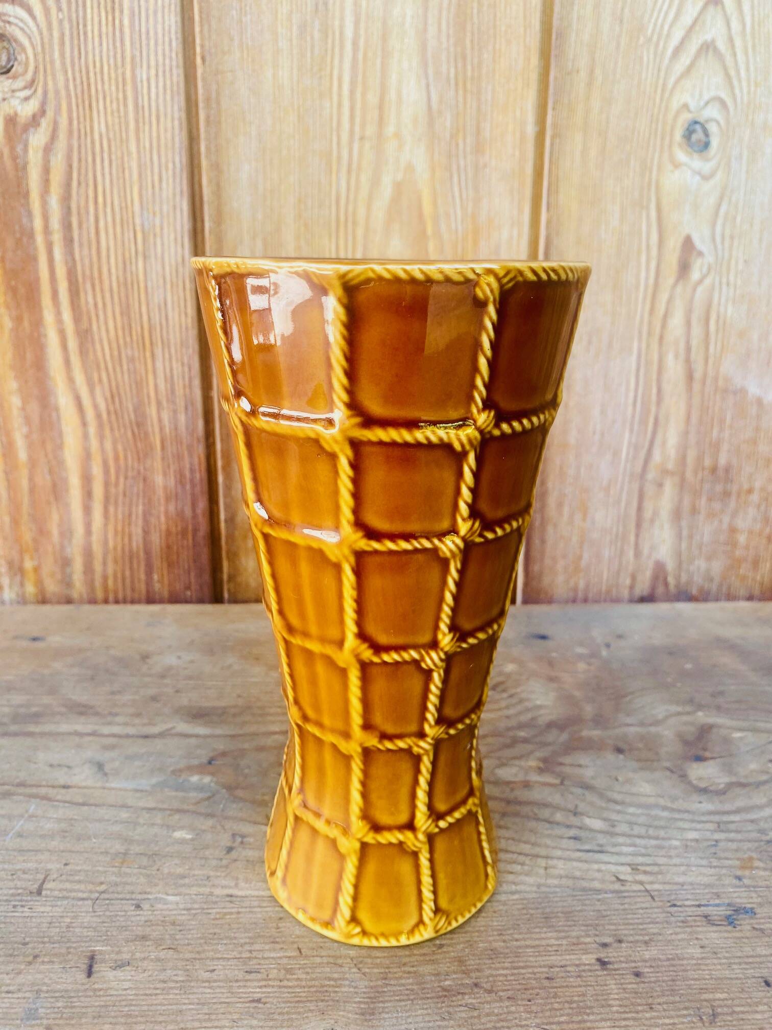 Enamelled barbotine vase St Clement