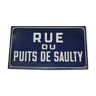 Plaque de rue émaillée  "rue du puits de saulty "