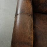 Set of two sheepskin Art Deco design armchairs with beautiful patina